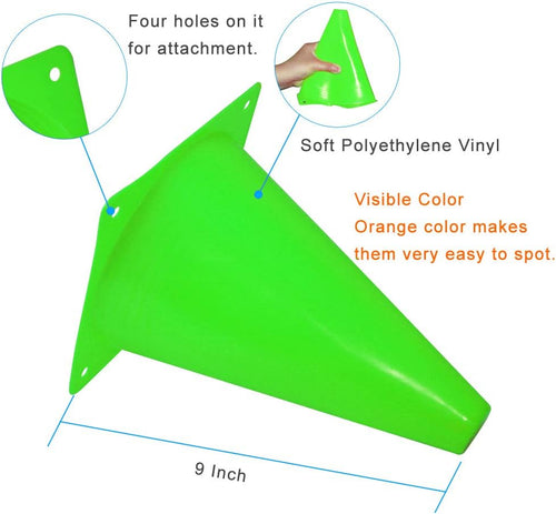 9 Inch Plastic Training Traffic Cones, Sport Cones, Agility Field Marker Cones for Soccer Basketball Football Drills Training, Outdoor Activity or Events - (Set of 10, 12, 15 or 24, 4 Colors)