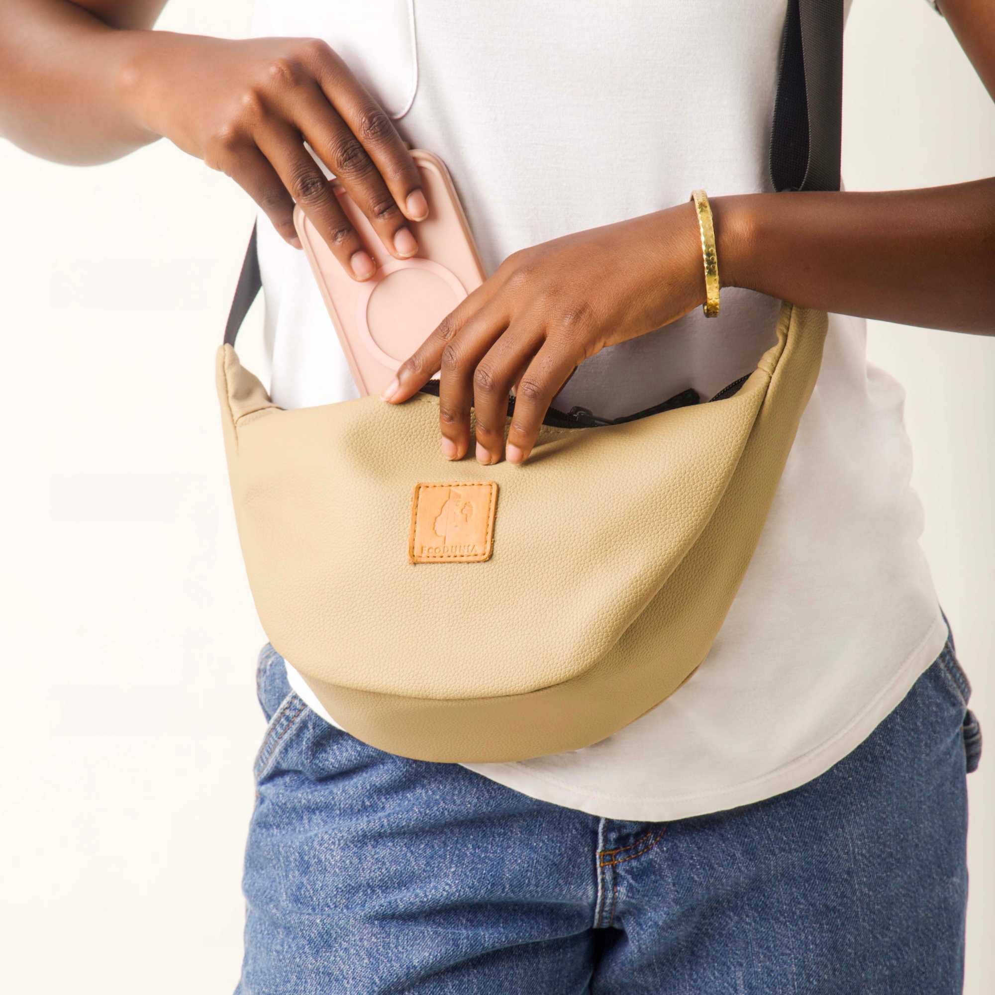 Round Mini Vegan Leather Shoulder Bag - Vegan Leather Purse